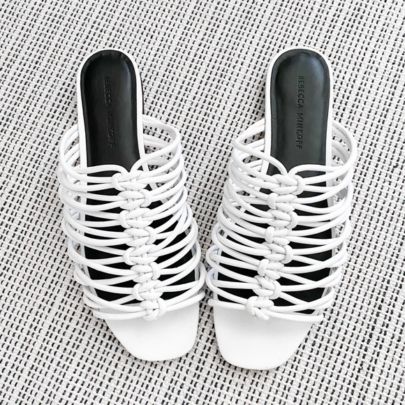 Rebecca Minkoff Shoes - Rebecca Minkoff Sandals Women size 9 White Leather Woven Open Toe Flat Shoe